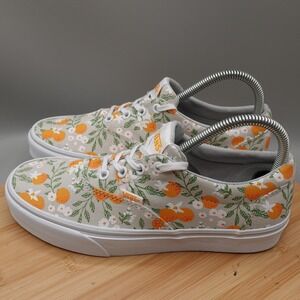 Vans Shoes Women 7.5 Orange Floral Print Authentic Sneakers Casual Skate